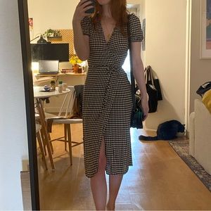 Reformation Gingham Wrap Midi Dress XS